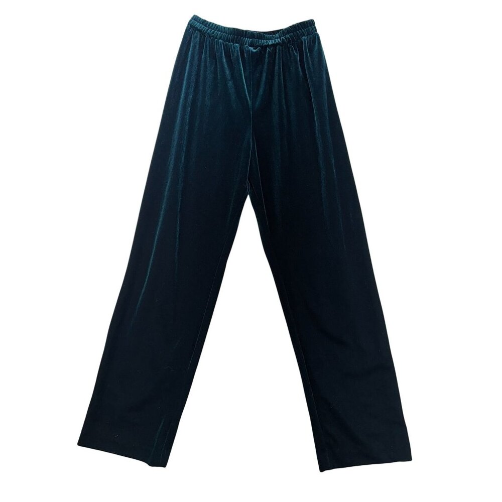R& M Richards Womens  Velour Pants Size 6P Emerald Green Elastic Waist